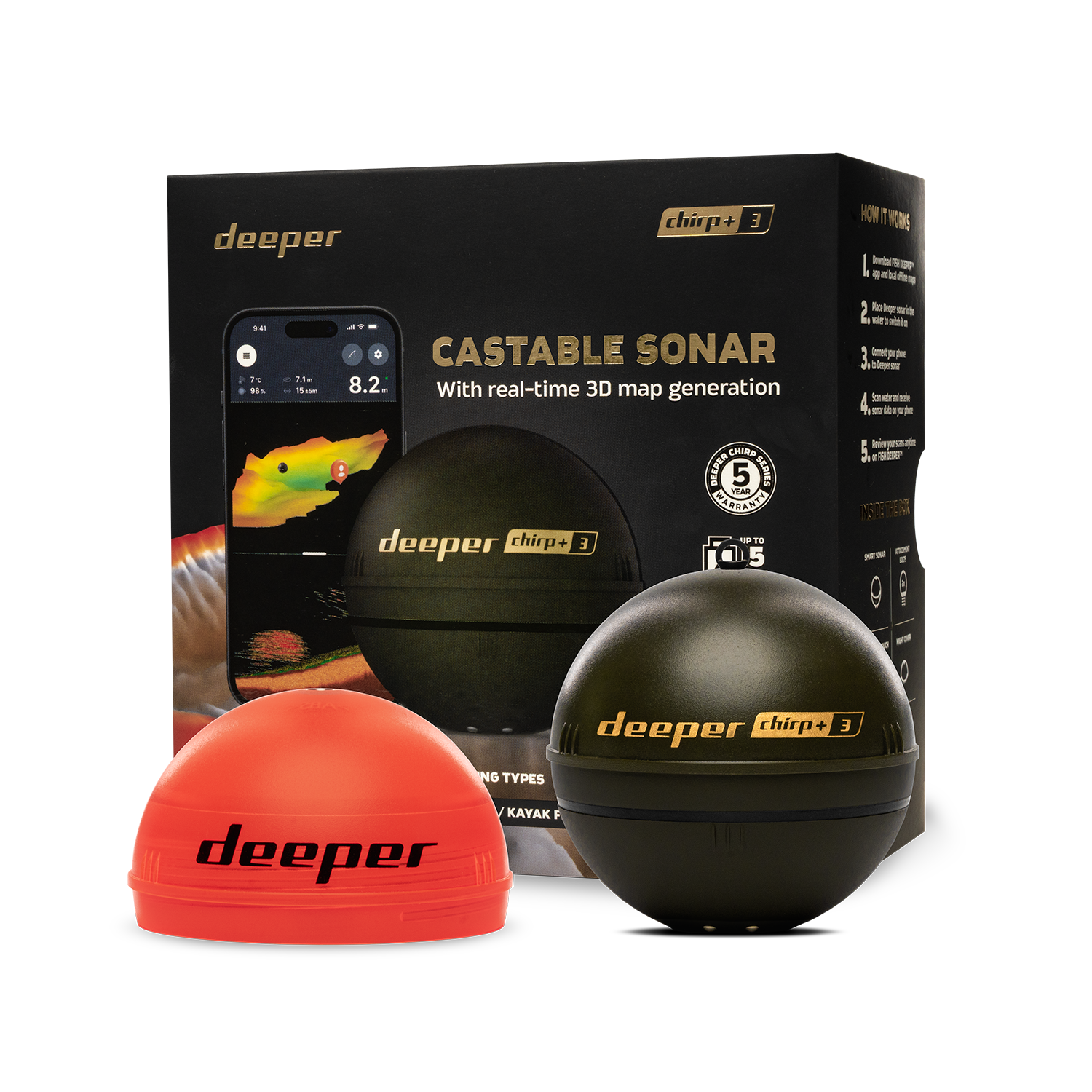 Fish Finder Portable - Deeper Smart Sonar Chirp+3 Fish Finder,